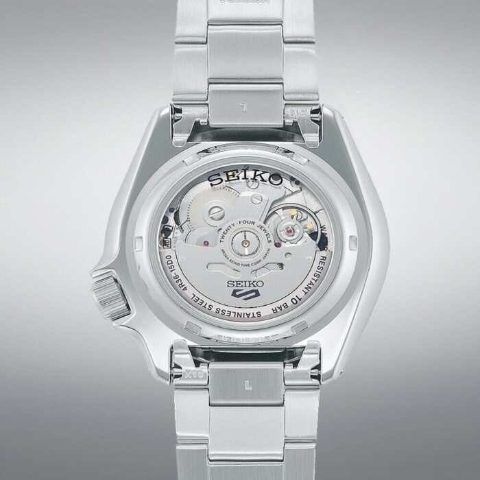 Seiko 5 Sports Double Hurricane Retro Orange Dial Silver Steel Strap Watch For Men - SRPK11K1 - Image 9
